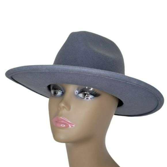 LACK OF COLOR Free People Charcoal Gray Australian Wool Fedora Rancher - Picture 1 of 9